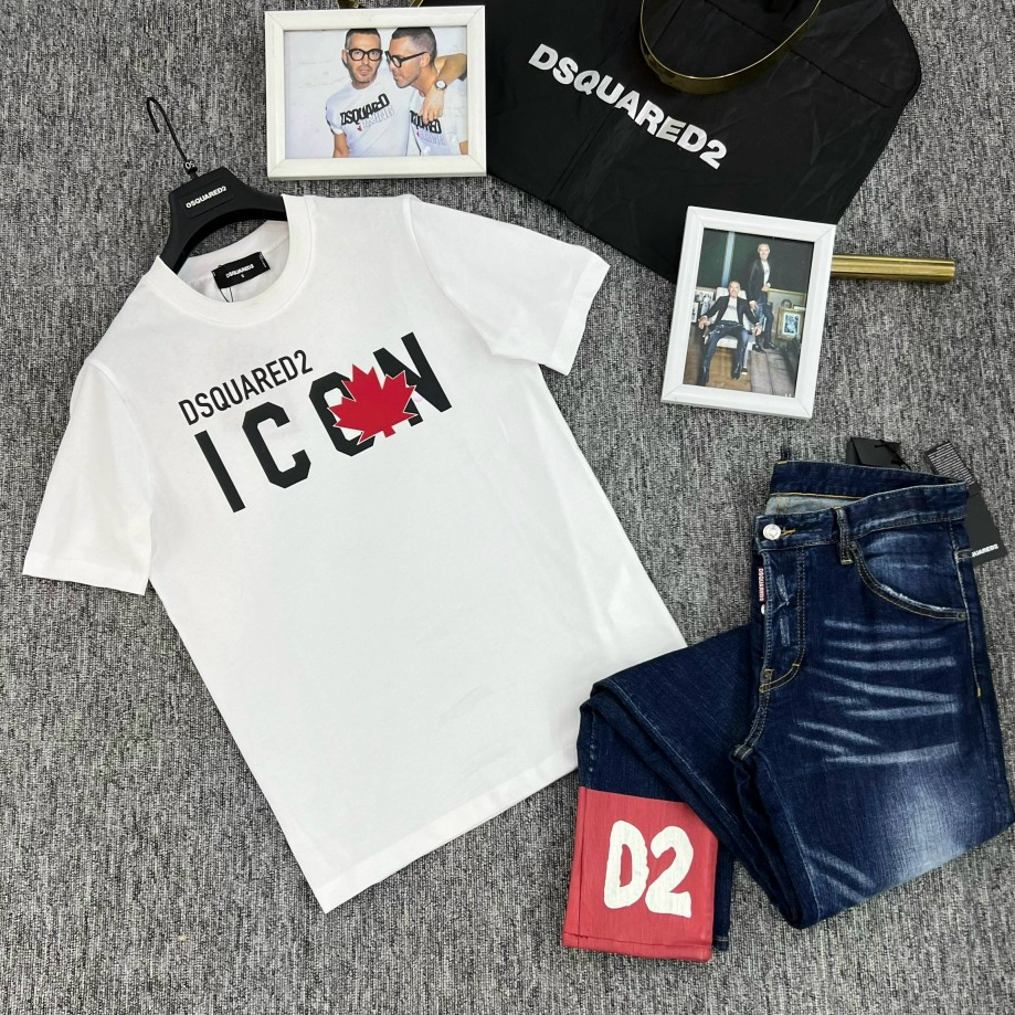 Áo phông T-shirt Dsquared2 icon lá đỏ LA on web