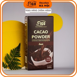 [MẪU MỚI NHẤT] Bột Cacao nguyên chất - Bột Dark Chocolate 100% cacao Figo bao bì mới 2021 Túi 250gr