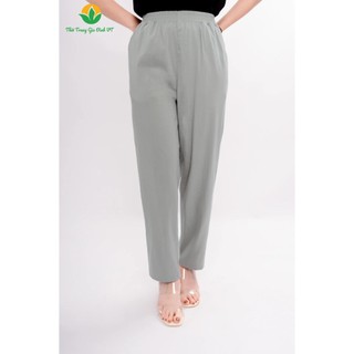 Quần đũi nữ ống rộng chất đũi lưng thun dáng suông đứng cạp chun mặc đi chơi ở nhà - Q06.2408