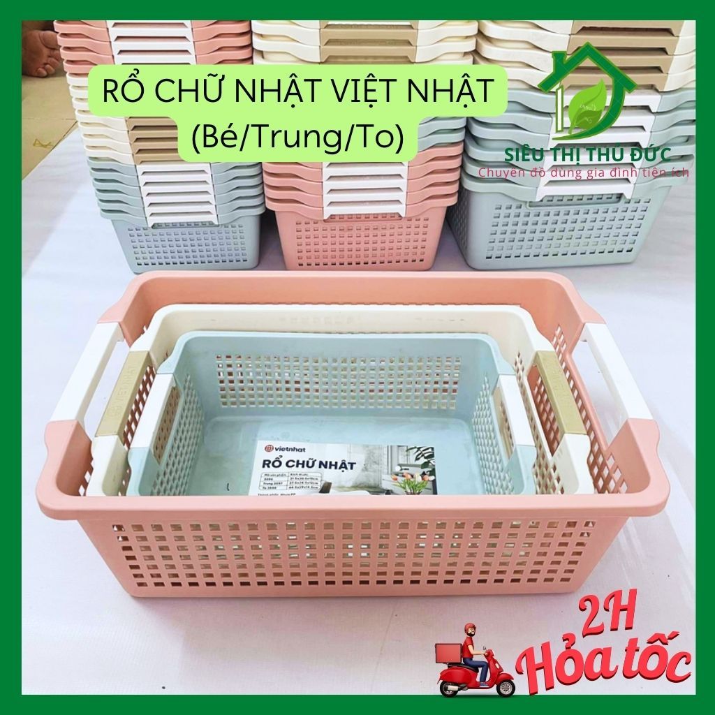Khay Để Đồ Đa Năng Có Tay Cầm Dày Dặn Nhựa Cao Cấp, Rổ Chữ Nhật Đa Năng - Nhựa Việt Nhật