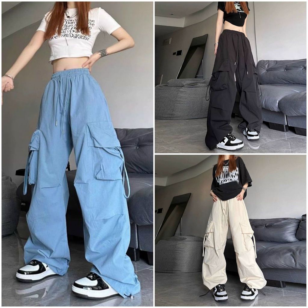 Aokang Quần ống rộng Thẳng Mùa Hè Phong Cách retro Mỹ Mới Cho Nam nữ