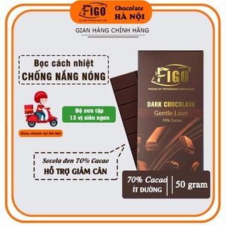 [Chính hãng] Socola đen nguyên chất 70% Cacao ít đường Thanh 50gr | Dark Chocolate 70% Cacao Figo Tốt cho sức khỏe