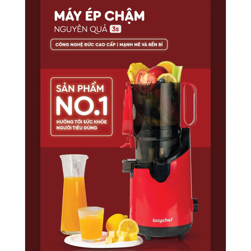 MÁY ÉP CHẬM NGUYÊN QUẢ 3S LAZYCHEF - MÁY ÉP TRÁI CÂY NGUYÊN QUẢ