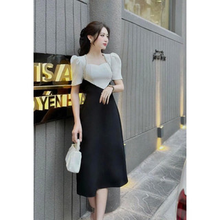 VÁY BODY NỮ THIẾT KẾ CAO CẤP, VÁY BODY TRẮNG PHỐI CHÂN VÁY ĐEN SANG CHẢNH