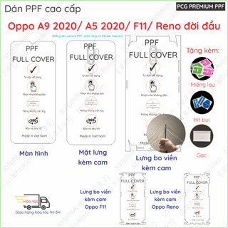 Dán ppf bóng, nhám cho oppo f11 /a9 2020/a5 2020/oppo reno đời đầu màn hình, mặt lưng, full viền siêu bảo vệ