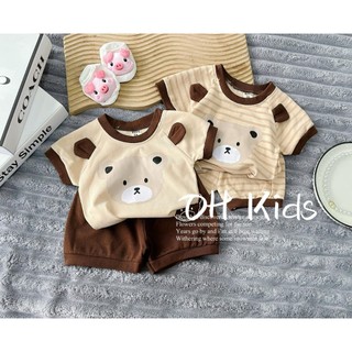 Bộ quần áo cộc tay gấu tai nâu dễ thương cho bé 8-18kg