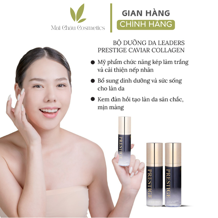 Bộ Dưỡng Da Leaders Prestige Caviar Collagen EX Skincare Set: Toner 125ml Và Lotion 125ml - Maichauc