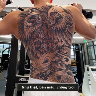 Hình xăm full lưng BD-017 hình phượng hoàng, miếng dán hình xăm tạm thời 15 ngày chống nước