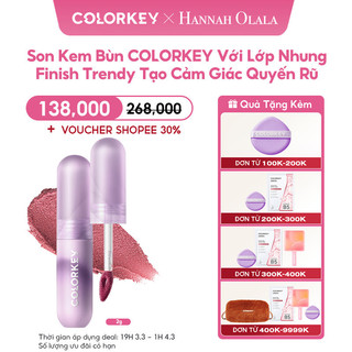  Son Kem Bùn COLORKEY Với Lớp Nhung Finish Trendy Tạo Cảm Giác Quyến Rũ 2g