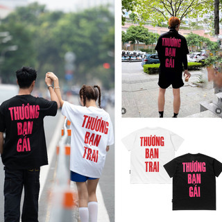 Áo Phông Nam Nữ Thương Bạn Trai, Thương Bạn Gái - Áo Thun Nam Nữ Chất Cotton Cao Cấp, Áo Phông phối màu cao cấp