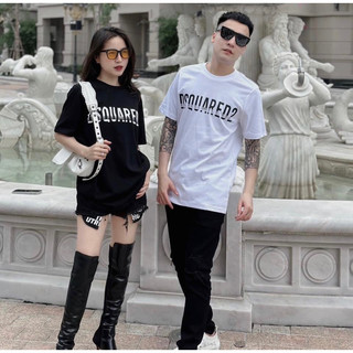 Áo phông nam nữ cổ tròn có hoạ tiết chữ in hai màu trắng đen cotton co dãn thời trang phong cách giới trẻ size s đến xl