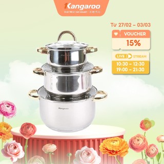 Bộ 3 nồi Inox cao cấp 5 lớp Kangaroo KG866