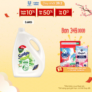 Nước Rửa Chén Bát Sunlight Thiên Nhiên Muối Khoáng & Lô Hội 3.6kg