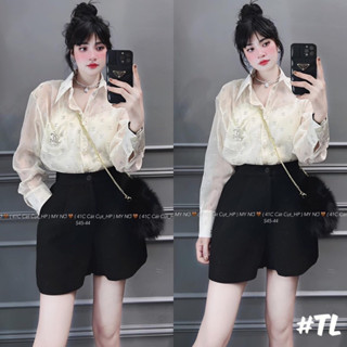 Set bộ dior áo sơ mi trắng phối quần đen cộc