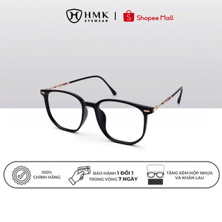 Gọng Kính Cận Nam Nữ Kim Loại Phối Nhựa HMK Eyewear Dáng Vuông Dễ Đeo Thời Trang Nhiều Màu Sắc - KL75206