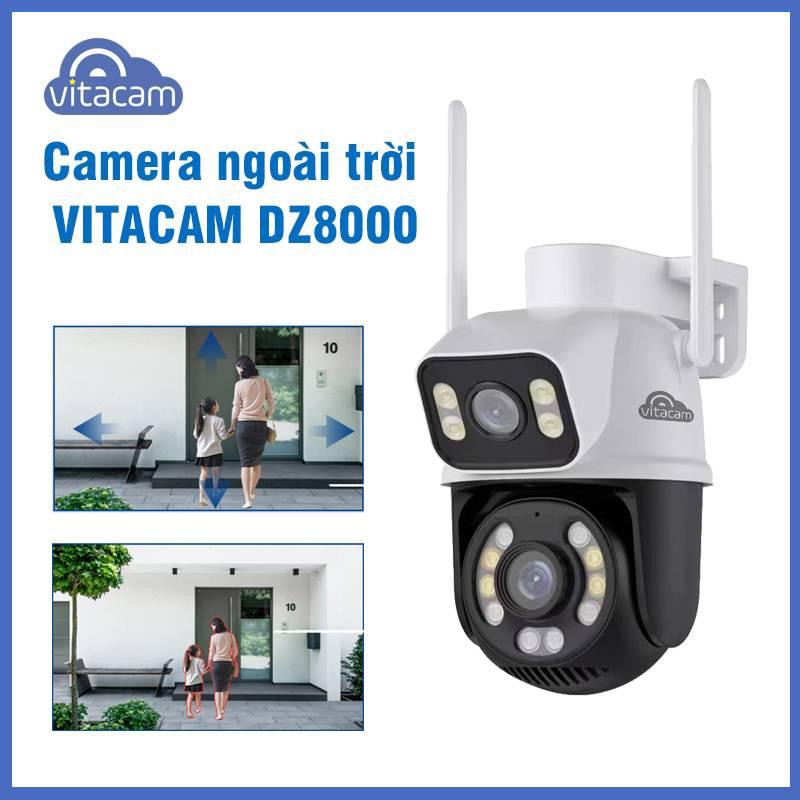 CAMERA GIÁM SÁT NGOÀI TRỜI VITACAM DZ8000 - 2 MẮT KHÔNG GÓC KHUẤT, MÀN HÌNH XOAY 360 ĐỘ, CHỐNG NƯỚC 