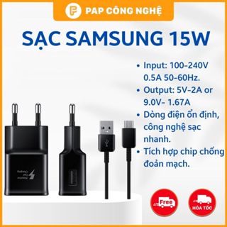 Combo Củ Cáp Sạc Nhanh Samsung 15W (Bảo Hành Lỗi 1 Đổi 1) - Galaxy S8, S9, S10, Note 8, Note 9, J5, J7, A50...