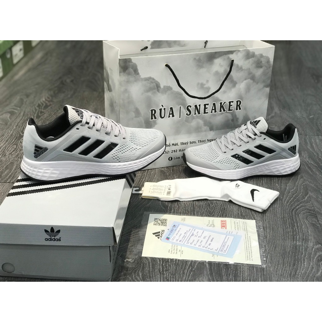 (Rùa Sneaker) Siêu Phẩm Giày Thể Thao Sneaker ADI/DAS DURAMO Xám Sọc Đen Cao Cấp Ảnh Thật
