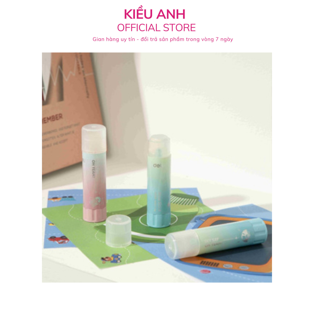 Hồ khô Deli siêu dính Hồ dán thủ công, dán giấy siêu chắc màu pastel - cute