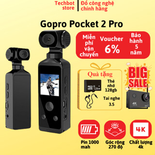 Máy quay gopro pocket 2 pro, máy ảnh mini quay phim cầm tay nhỏ gọn, camera hành trình với màn hình HD có micro ngoài