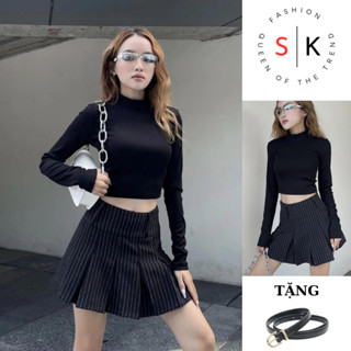 Chân váy kẻ xếp ly dáng ngắn lưng cao đẹp thời trang siêu xinh, cạp trễ phong cách trẻ trung hiện đại dễ phối đồ -sk001