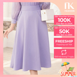 Chân Váy Xòe Công Sở NK Fashion Lưng Cao Tôn Dáng, Thiết Kế Phối Túi Chéo Thanh Lịch, Chất Liệu Co Giãn Nhẹ NKCV2203002