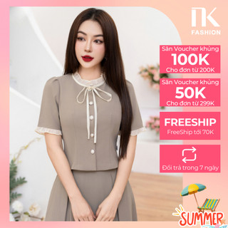 Áo Sơ Mi Nẹp Cúc Ngọc Bèo Cổ NK Fashion Thời Trang Công Sở Nữ Thanh Lịch, Sang, Thiết Kế Hàn Quốc, Vải Mát NKSM2311002
