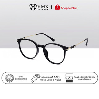 Gọng Kính Cận Kim Loại Phối Nhựa Cao Cấp HMK Eyewear Dáng Bầu Tròn Thời Trang Thanh Lịch - KL9821