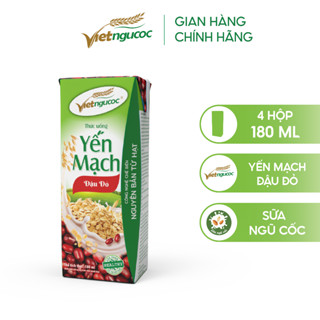 Lốc 4 Hộp Sữa Yến Mạch Đậu Đỏ VIỆT NGŨ CỐC Giàu Chất Xơ Tốt Cho Sức Khỏe Dùng Uống Liền 180ml/Hộp