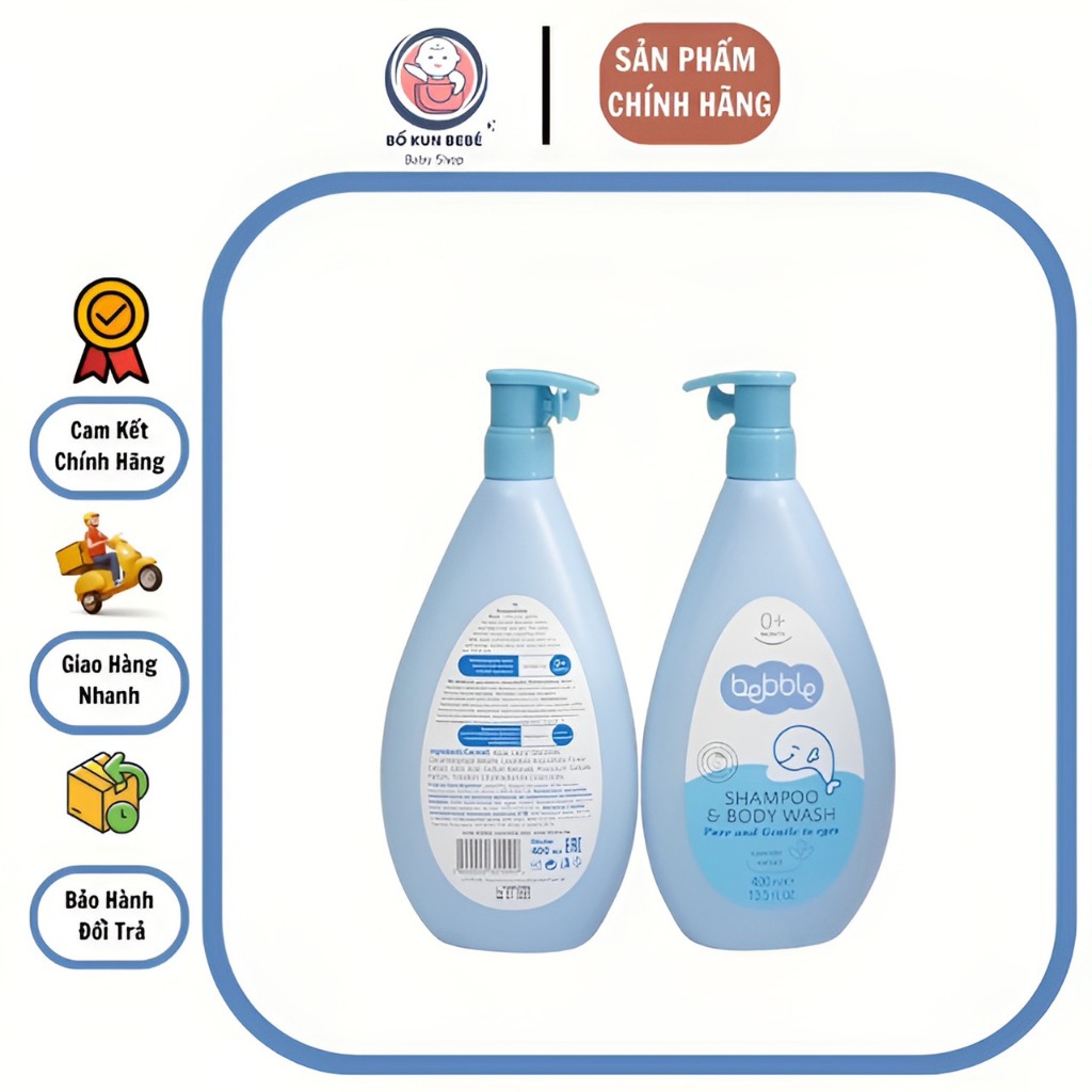 Sữa tắm gội toàn thân cho bé Bebble chính hãng 400ml