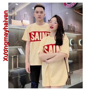 Hv - áo phông thụng dáng rộng unisex nam nữ, áo phông chữ saint