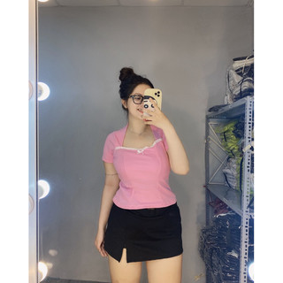 Áo thun cúp ngực viền ren bigsize - a51