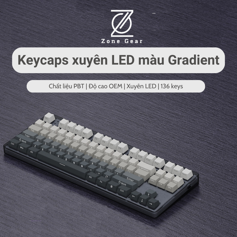 Keycaps Fl-Esport Gradient xuyên LED - Profile OEM - 136 phím | BigBuy360 - bigbuy360.vn