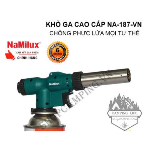 Khò gas cao cấp Namilux NA-187-VN, đèn khò ga mini - Camping VietNam