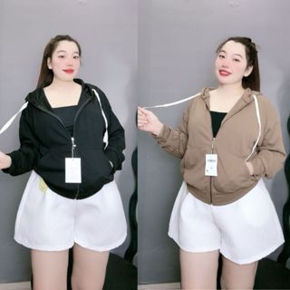 Áo khoác thun gân dày bigsize nữ thời trang chống nắng có mũ style đơn giản KHOAC2