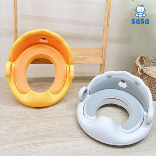 Bệ ngồi toilet thu nhỏ bồn cầu chất liệu nhựa an toàn có tay vịn an toàn cho bé đi vệ sinh [BabyUS]