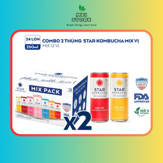 Combo 2 thùng trà star kombucha mix vị – trà lên men vi sinh eatclean healthy giảm cân