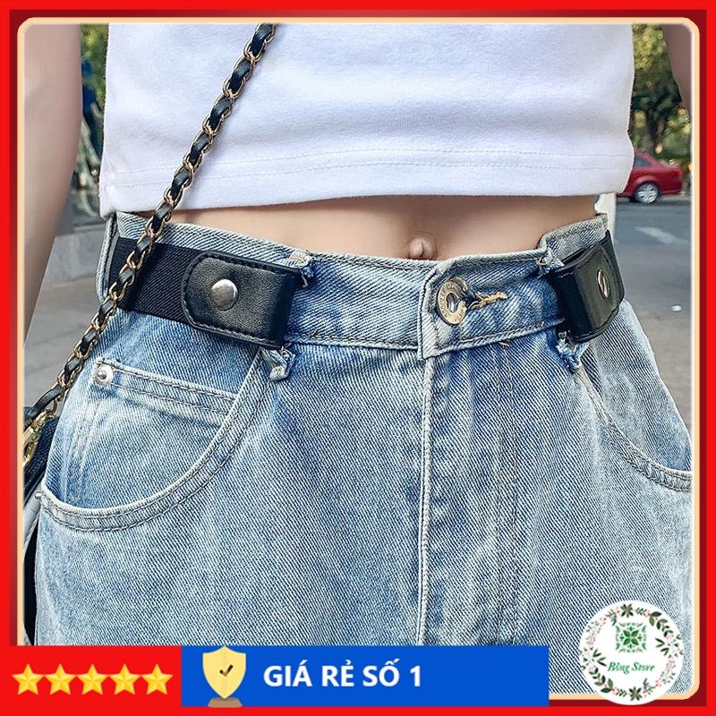 Thắt lưng chun thun co giãn nam nữ cúc bấm 2 bên vải thun phối da - Dây nịt chun thun 2 bên cài tiện lợi eo nhỏ