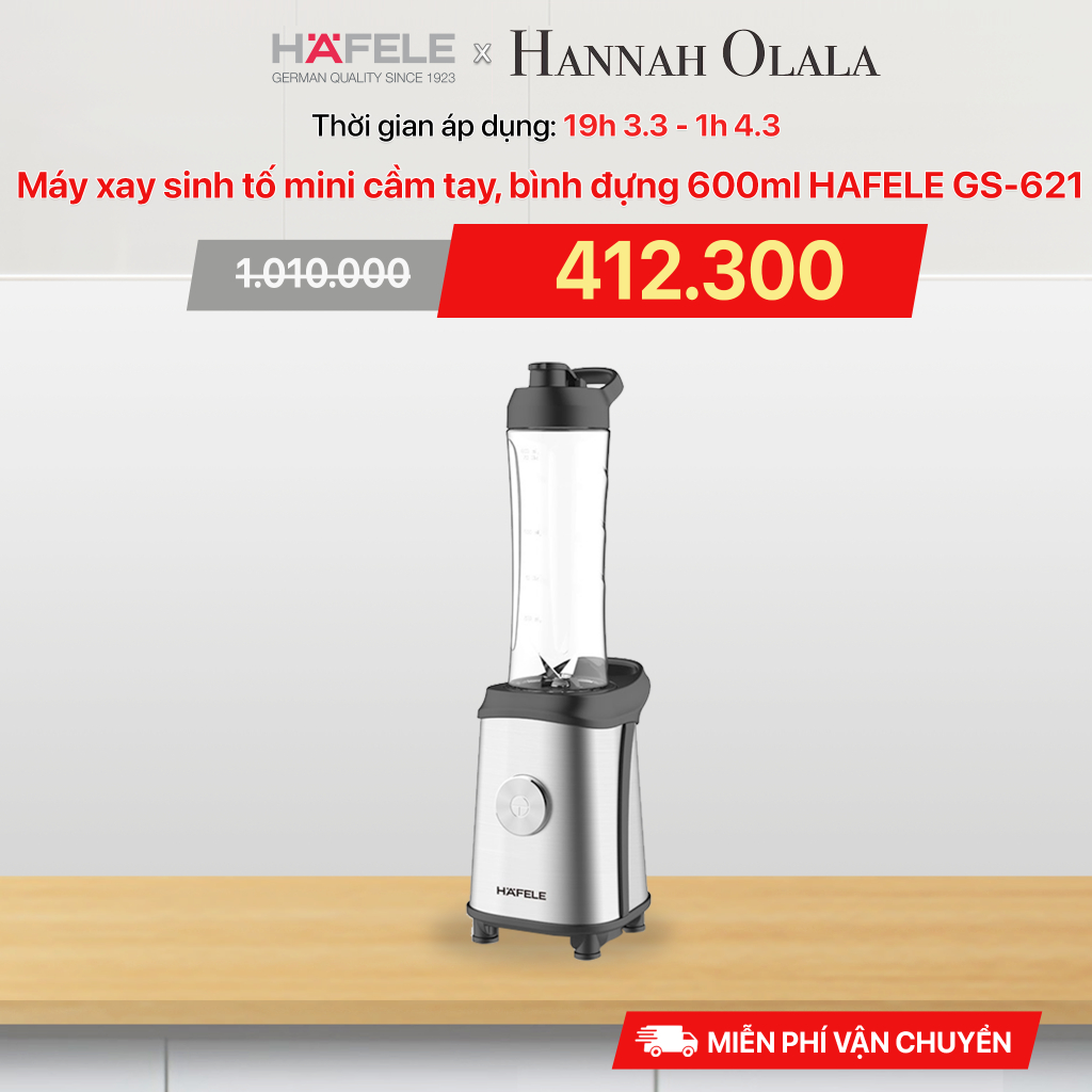 Hannah Olala x Hafele x Máy xay sinh tố mini cầm tay, bình đựng 600ml HAFELE GS-621 - 535,43,263