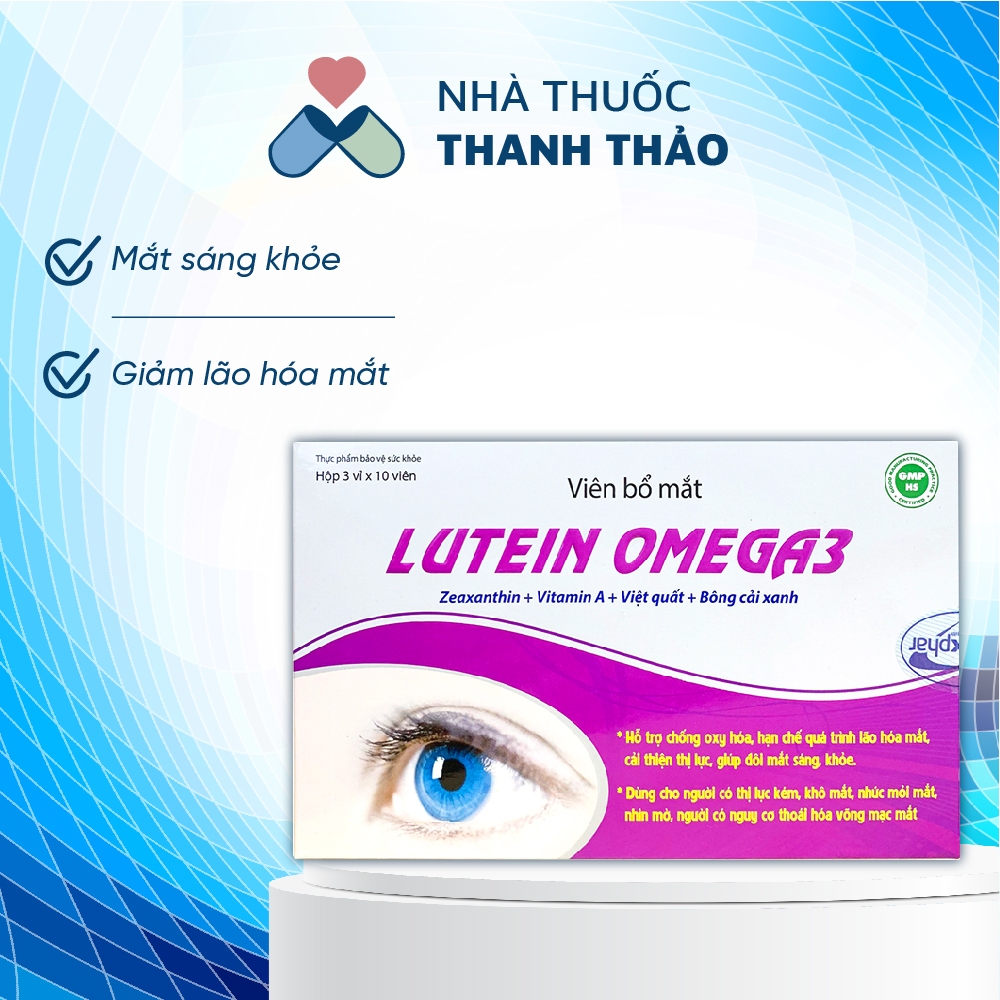 Viên Uống Dầu Cá Lutein Omega 3 Sáng Mắt Giảm Khô Mắt Cải Thiện Thị Lực - Hộp 30 Viên