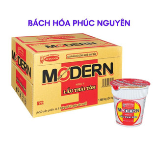 Thùng mì ly modern lẩu thái tôm 24 ly 65g
