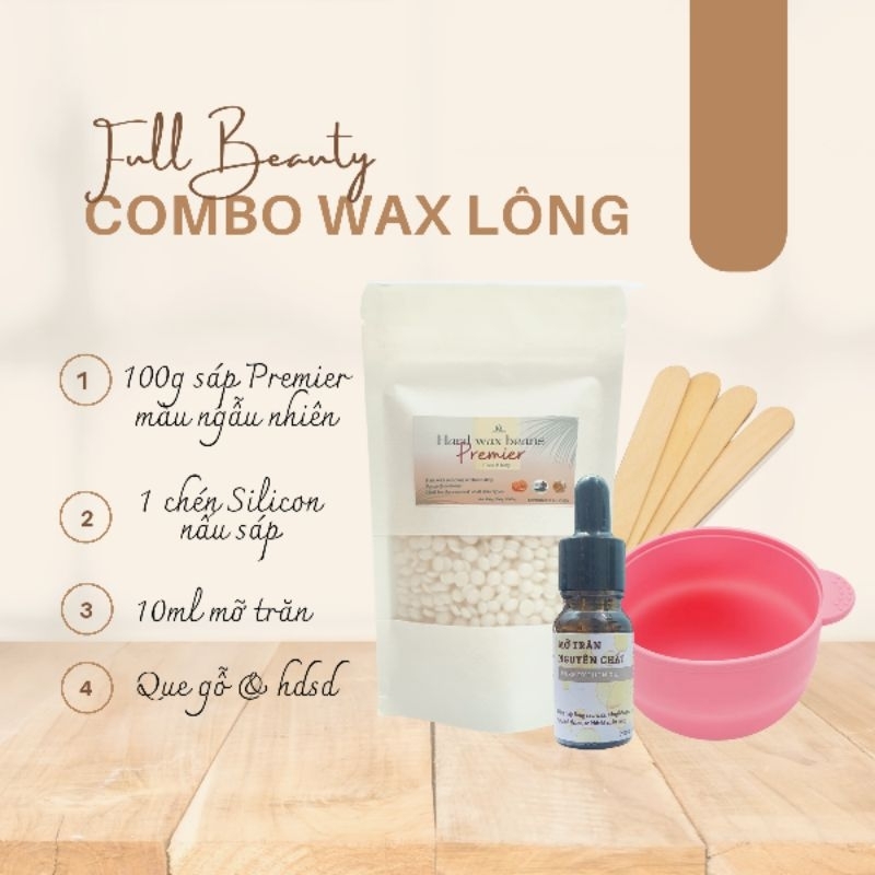 Combo Wax Lông Full Beauty, Sáp Wax Lông Nóng Premier,