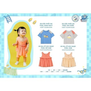 Áo ba lỗ cúc ngực bé gái/ áo cộc tay bé trai Pool Chaang