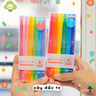 Bộ 6 Và 12 Bút 2 Đầu Đa Năng Play Color K Tombow Cây Đầu To