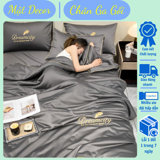 Bộ chăn ga gối phi lụa dream city cao cấp 4 món - mềm mịn thoáng mát