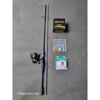  combo bộ cần câu cá lure wnc cần xanh máy đứng ac2000 tặng 1 cuận đủ và hộp mồi 