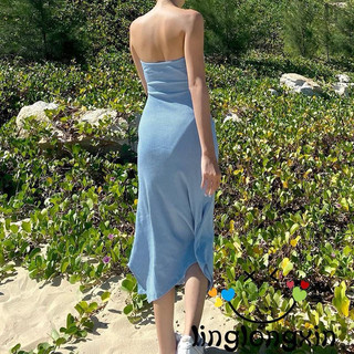 đầm ống ôm body màu xanh blue