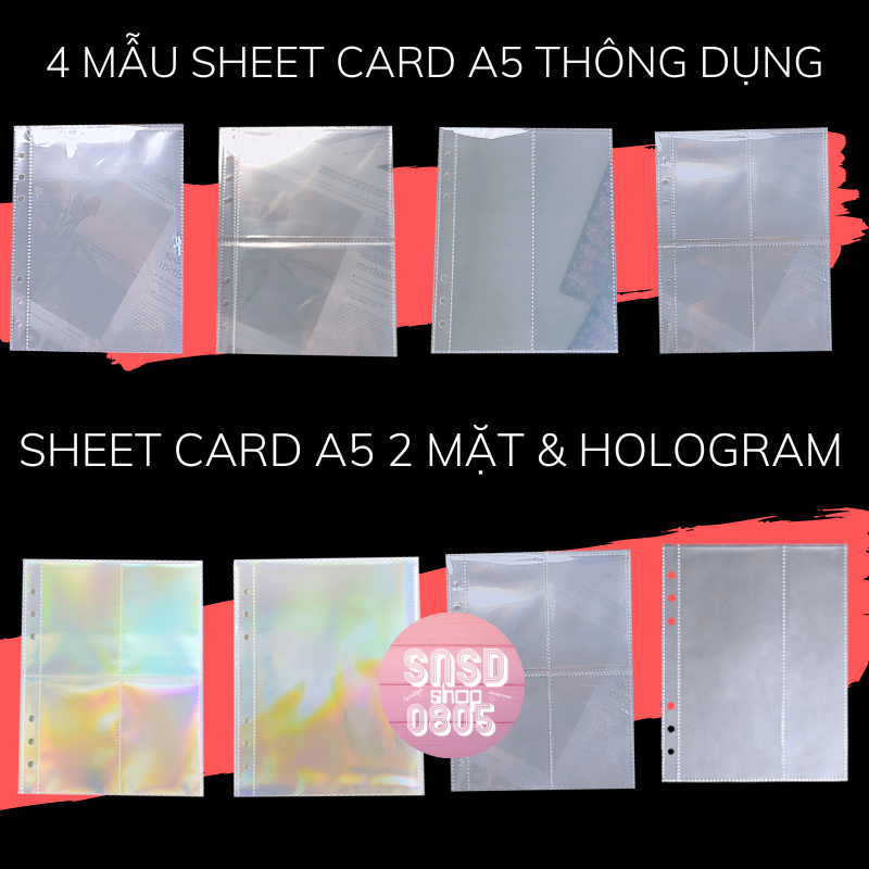 ❌16 MẪU❌ Sheet card A5/A4 Đựng Card, Postcard, Poster, Thẻ Bài Kpop,Thẻ Bài Pokemon, Yugioh, Anime