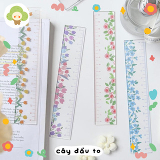Thước Kẻ Nhựa Cứng Trong Suốt 15CM Chủ Đề Hoa Lá Dễ Thương Xinh Xắn Note For Cây Đầu To