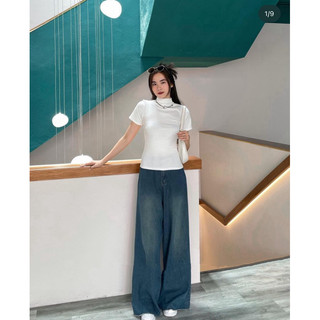 Áo thun cộc tay cao cổ dáng babytee basic form ôm